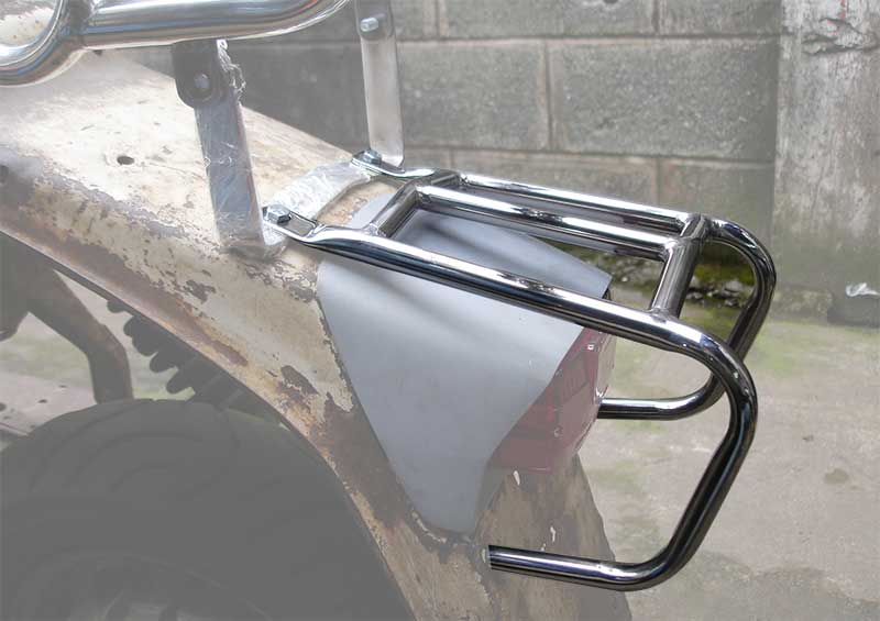 Lambretta Series 3 Li GP SX TV Rear Rack & Light Protector 2 in 1 - Polished Stainless Steel