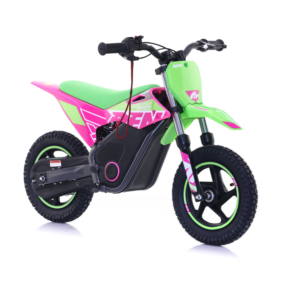RFN Warrior SX-E400 Kids Electric MX Motocross Bike 12" Wheel - Green/Pink