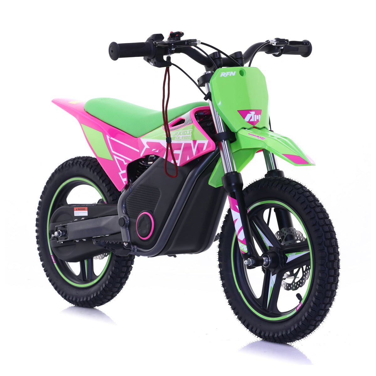 RFN Warrior SX-E500 Kids Electric MX Motocross Bike 14" Wheel - Green/Pink