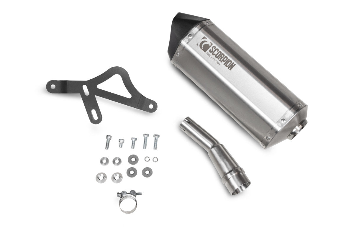 Vespa GTV 300 (Euro 5) (2020-2024) SCORPION Exhaust Serket Parallel Slip On – Brushed Stainless Steel