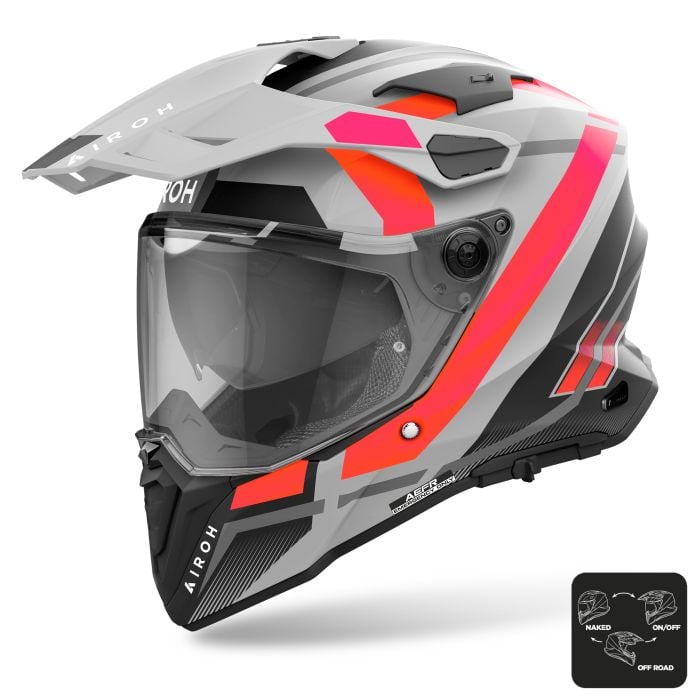 Airoh Commander 2 Adventure Motorcycle Helmet Mavick Orange Grey Matt ECE 2206