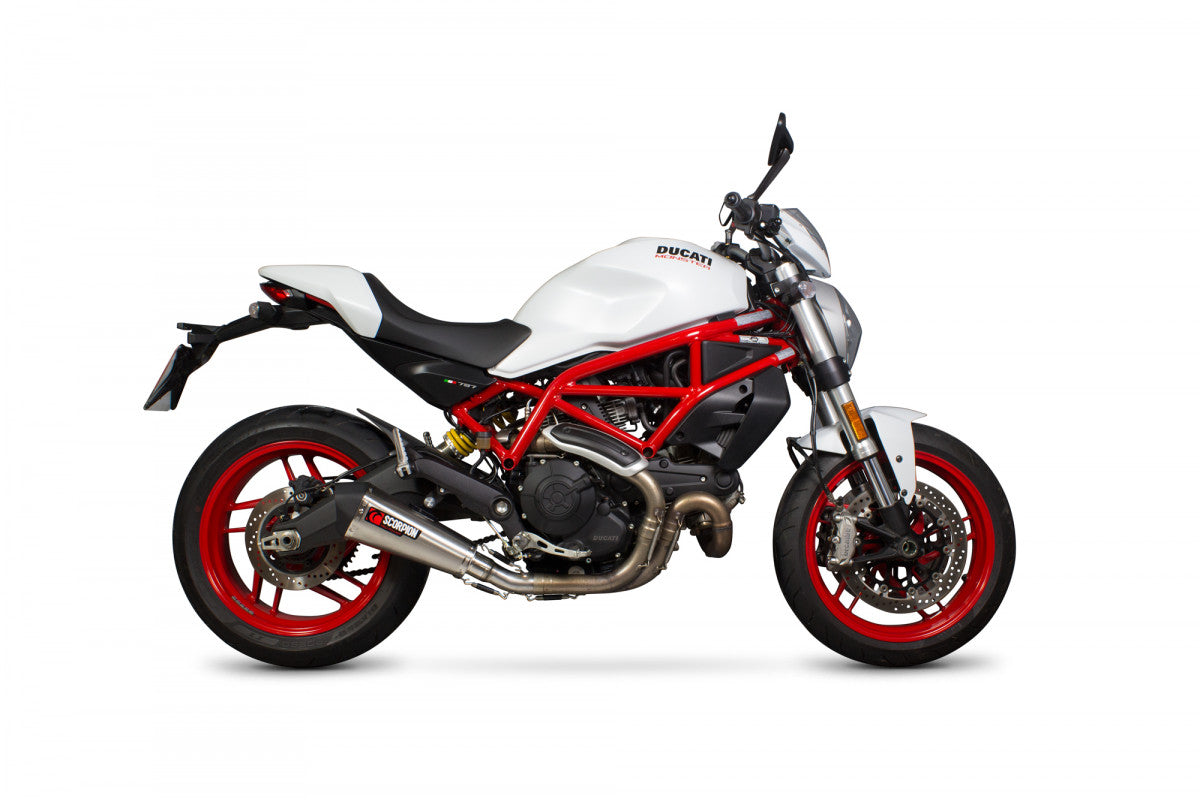 Ducati Monster 797 (2017–2020) Scorpion Exhaust Serket Slip-On – Brushed Stainless