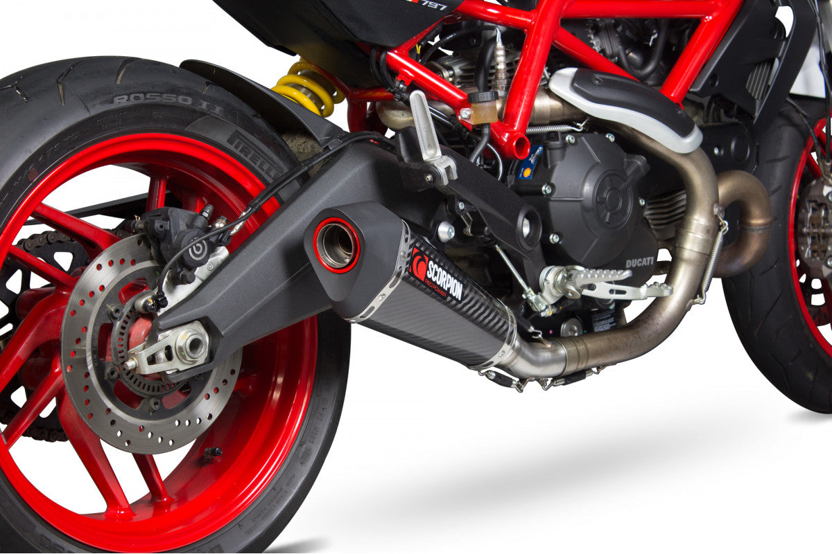 Ducati Monster 797 (2017–2020) Scorpion Exhaust Serket Slip-On – Carbon Fibre