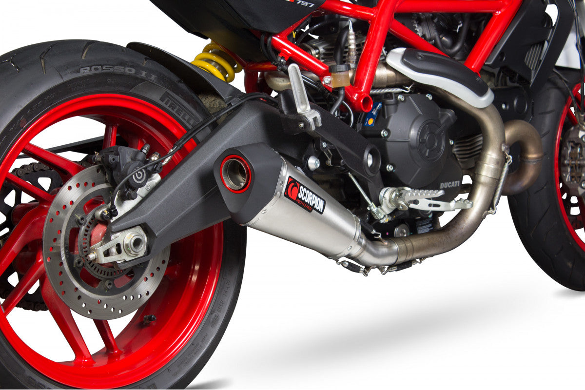 Ducati Monster 797 (2017–2020) Scorpion Exhaust Serket Slip-On – Brushed Stainless