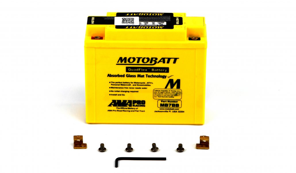 Motobatt AGM 12v 9.5Ah Battery MB7BB Replaces YB7B, 12N7B-3A