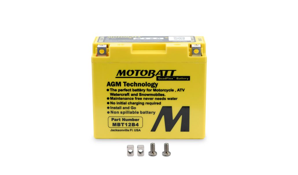 Motobatt AGM 12V 11AH Battery MBT12B4 Replaces YT12BBS, YT12B4