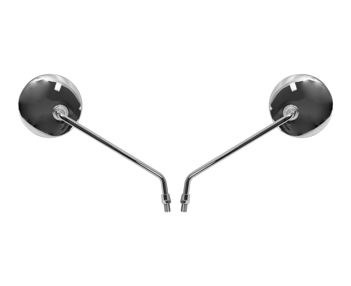Scooter Motorcycle Round Mirrors - Stainless 10mm Thread Pair