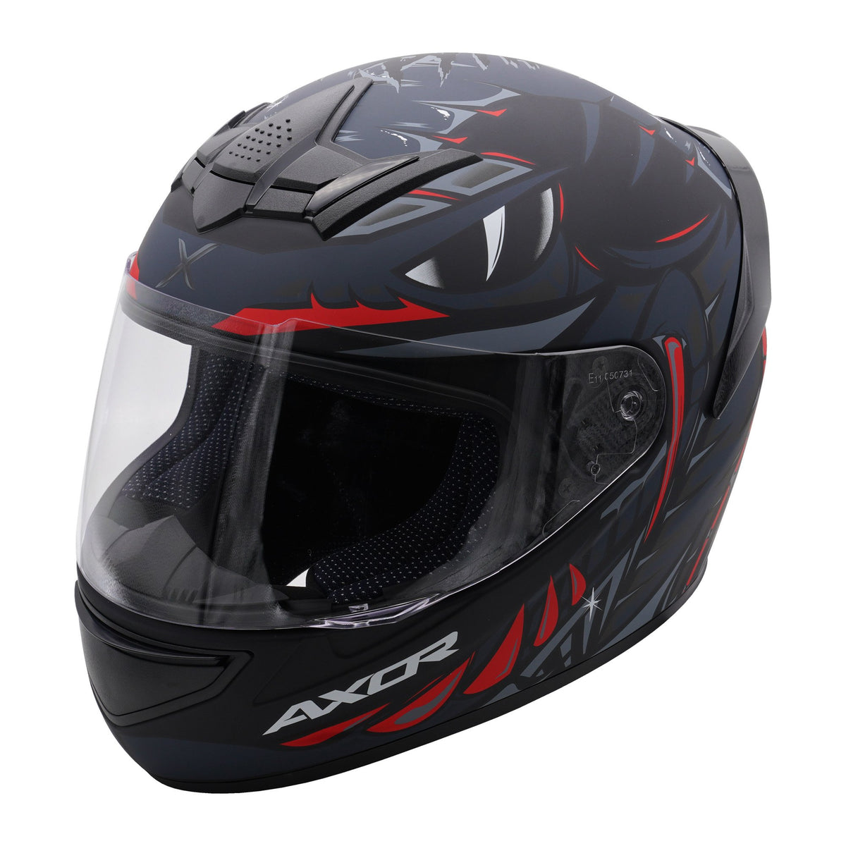 Axor Rage Full Face Motorcycle Motorbike Scooter Helmet - Python Black Grey Red Matt