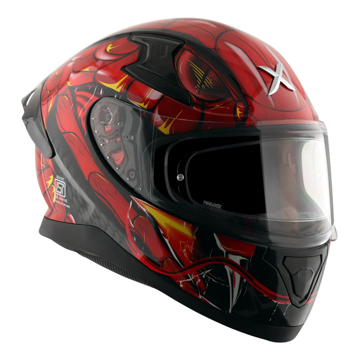 Axor Apex Full Face Helmet - Venomous Gloss Black Red