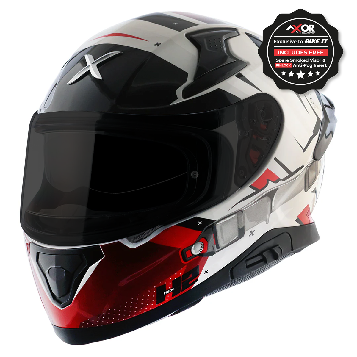 Axor Apex Full Face Helmet - Hex-2 Black Red Gloss