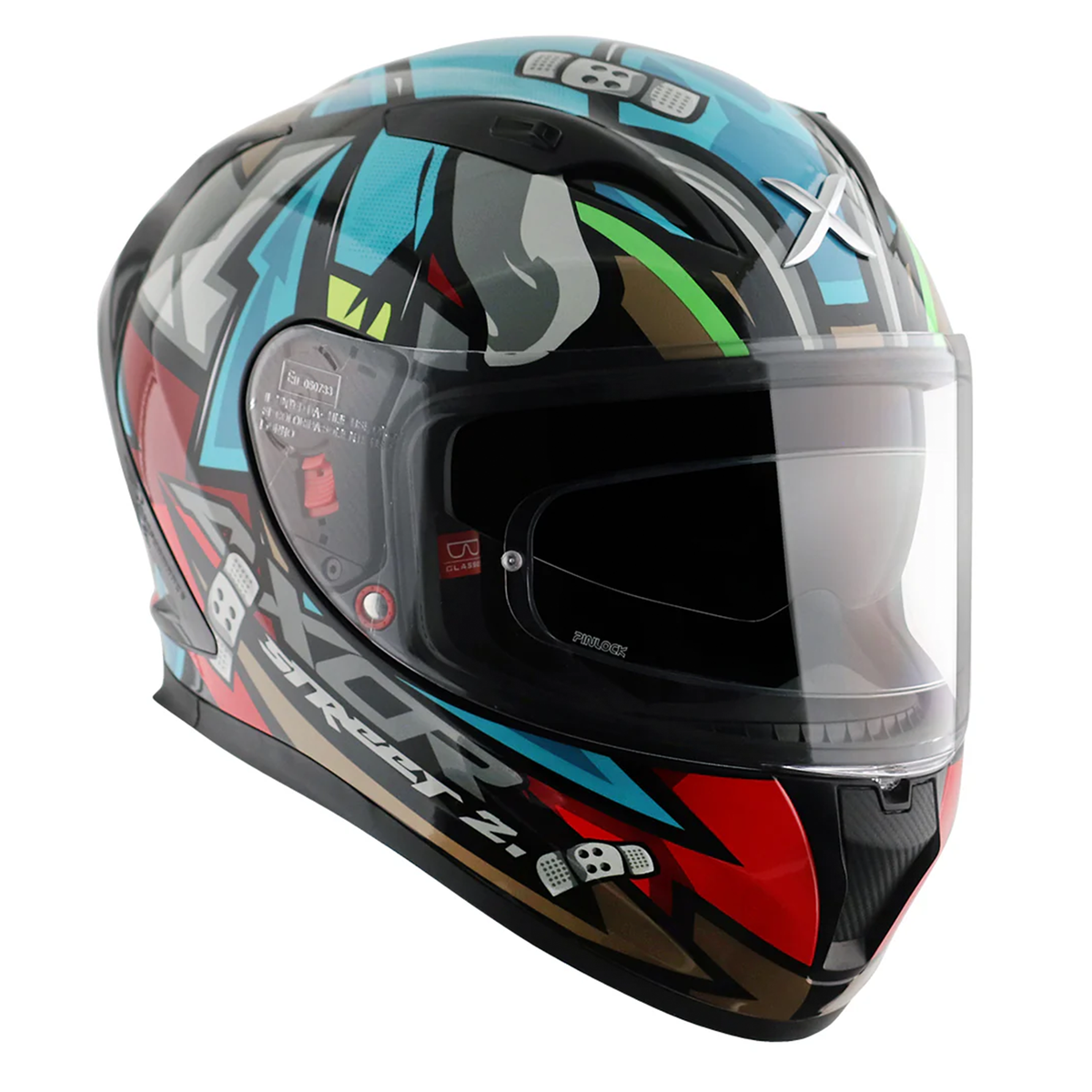 Axor Street Full Face Helmet - Bobby Black Blue Gloss