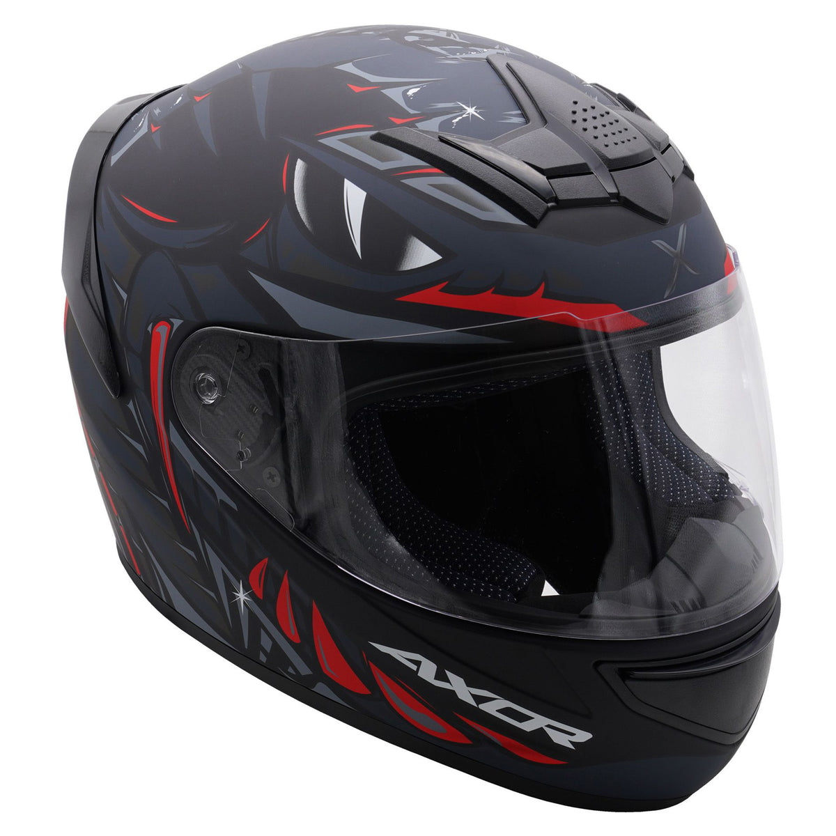 Axor Rage Full Face Motorcycle Motorbike Helmet - Python Black Grey Red Matt