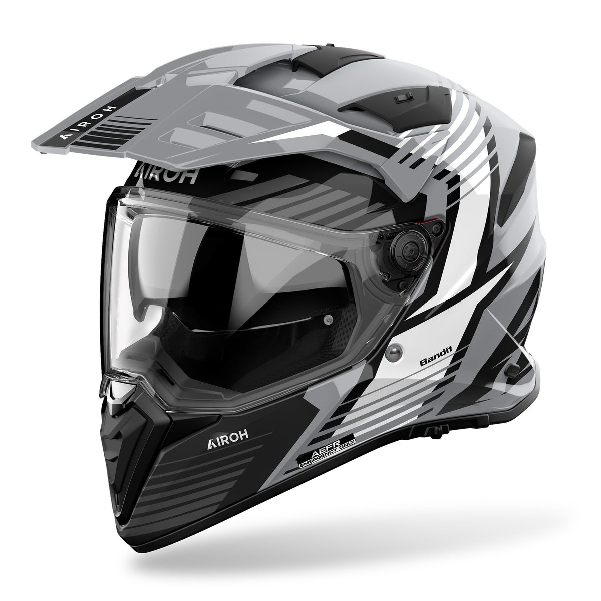 Airoh Bandit 2 in 1 Adventure Motorcycle Motorbike Helmet - Spicy Grey Gloss ECE 2206