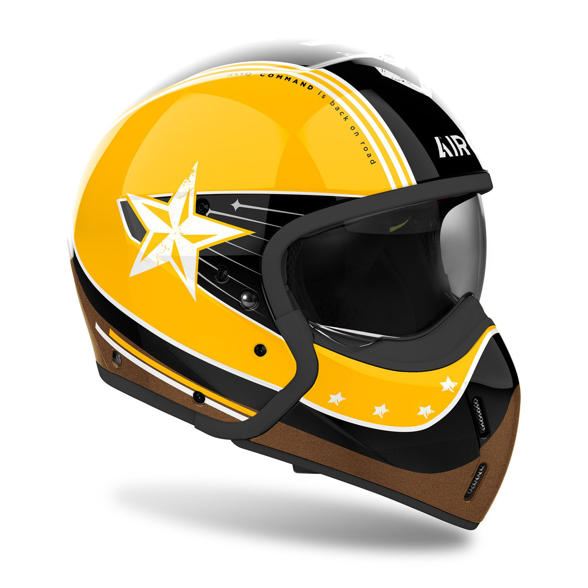Airoh J-110 Convertible Moto Motorcycle Motorbike Helmet - Command Yellow Gloss ECE 2206
