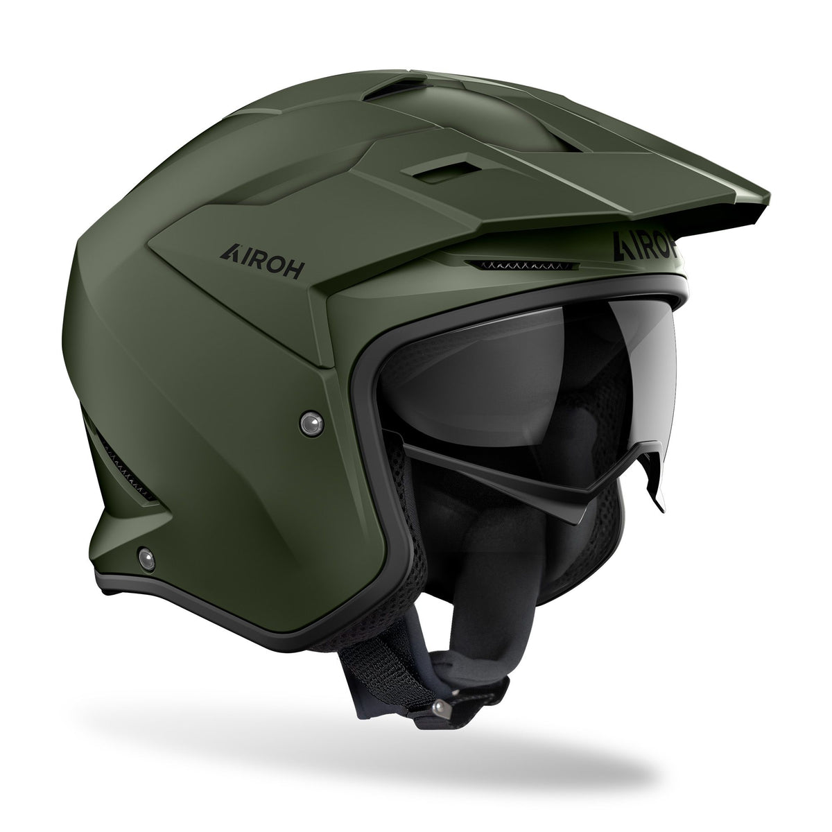Airoh Kombakt Trials Urban Lightweight Modular Motorcycle Helmet - Military Green Matt ECE 2206