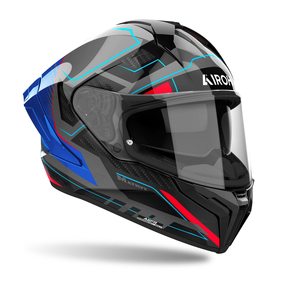 Airoh Matryx Full Face Motorcycle Motorbike Helmet - Rocket Blue/Red Gloss ECE 2206
