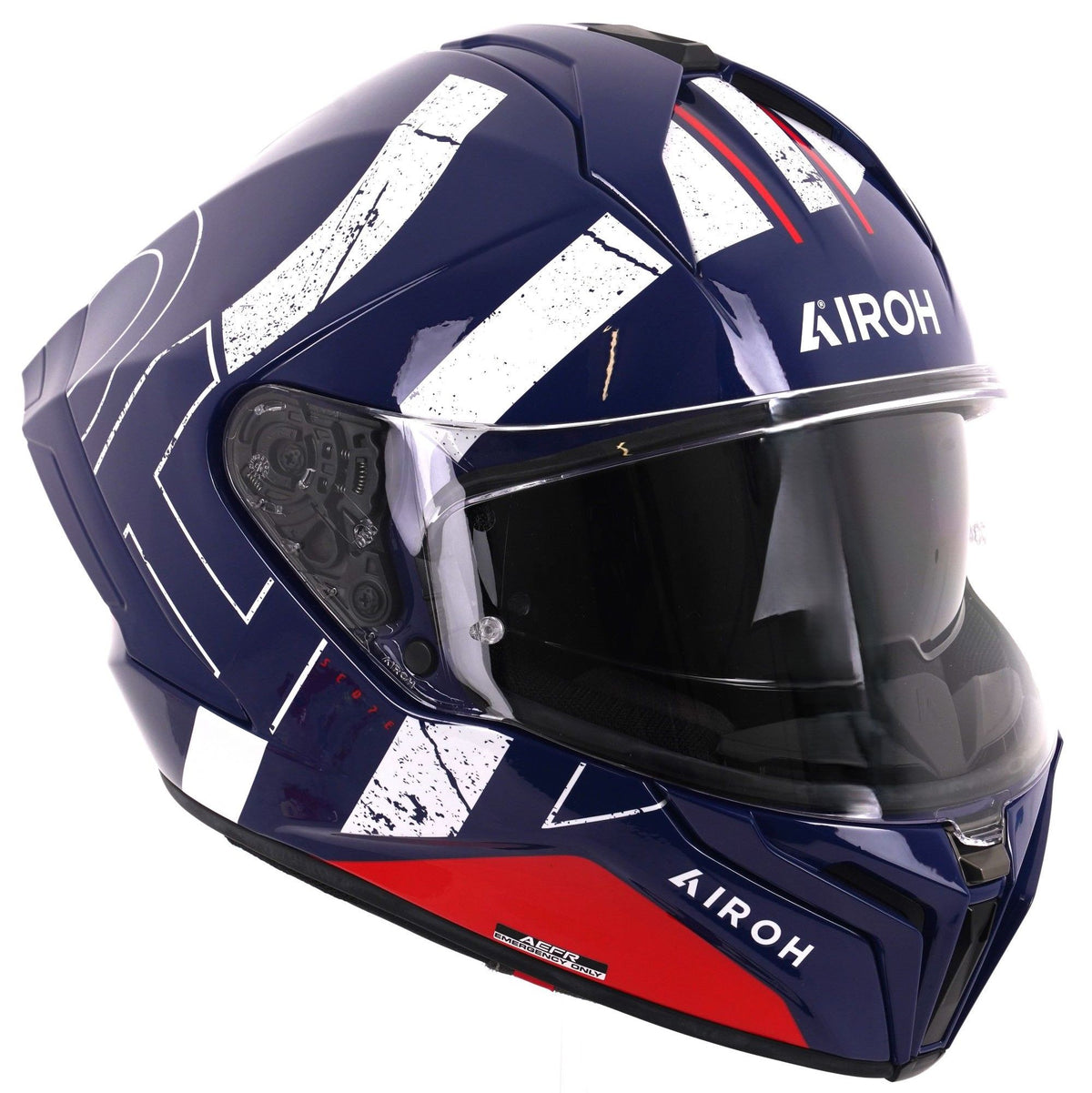 Airoh Matryx Full Face Motorcycle Motorbike Helmet - Scope Blue/Red Gloss Matt ECE 2206