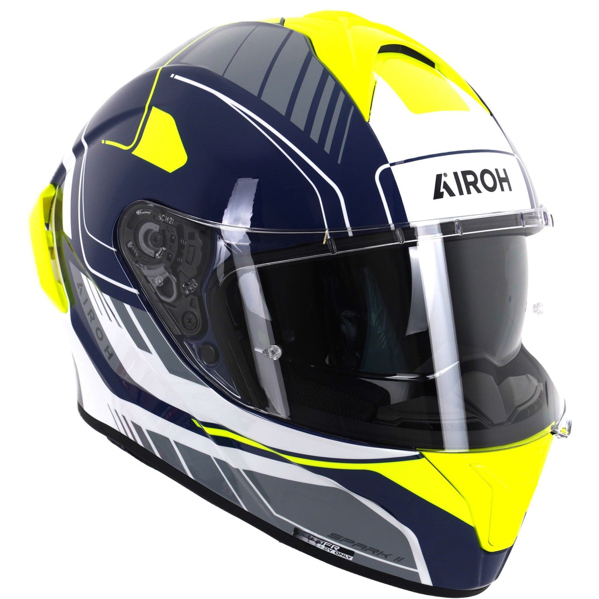 Airoh Spark 2 Chrono Full Face Motorcycle Motorbike Helmet - Blue/Yellow Gloss ECE 2206