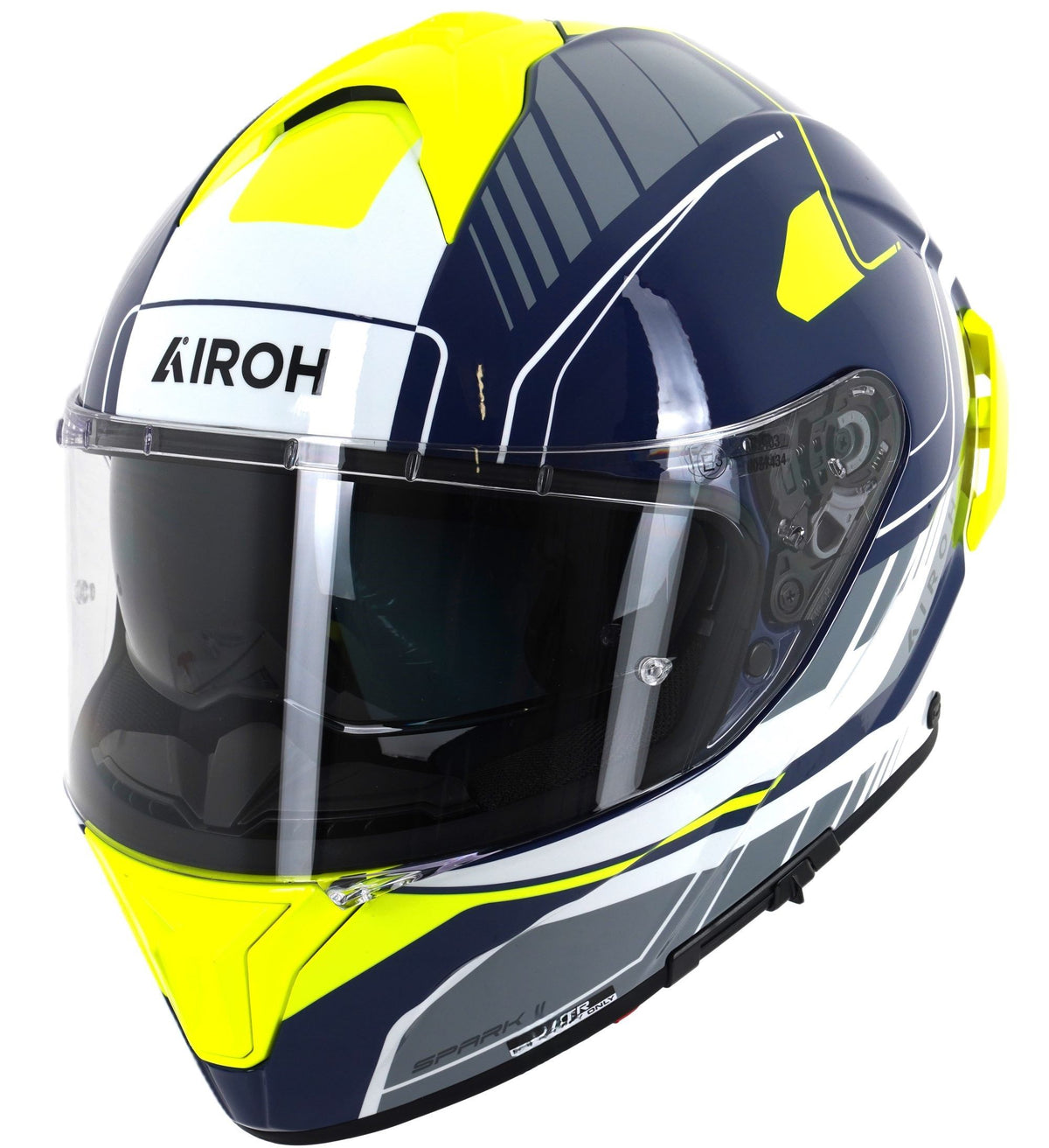 Airoh Spark 2 Chrono Full Face Motorcycle Motorbike Helmet - Blue/Yellow Gloss ECE 2206