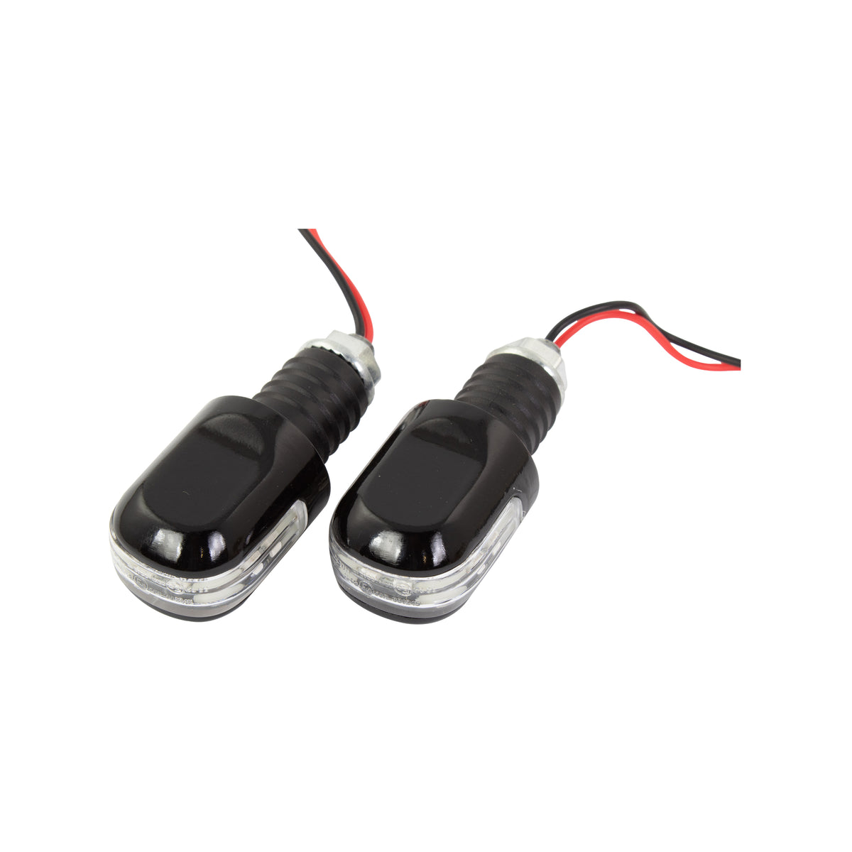 Bike It Black 18mm Motorcycle Bar Ends With Amber LED Indicators