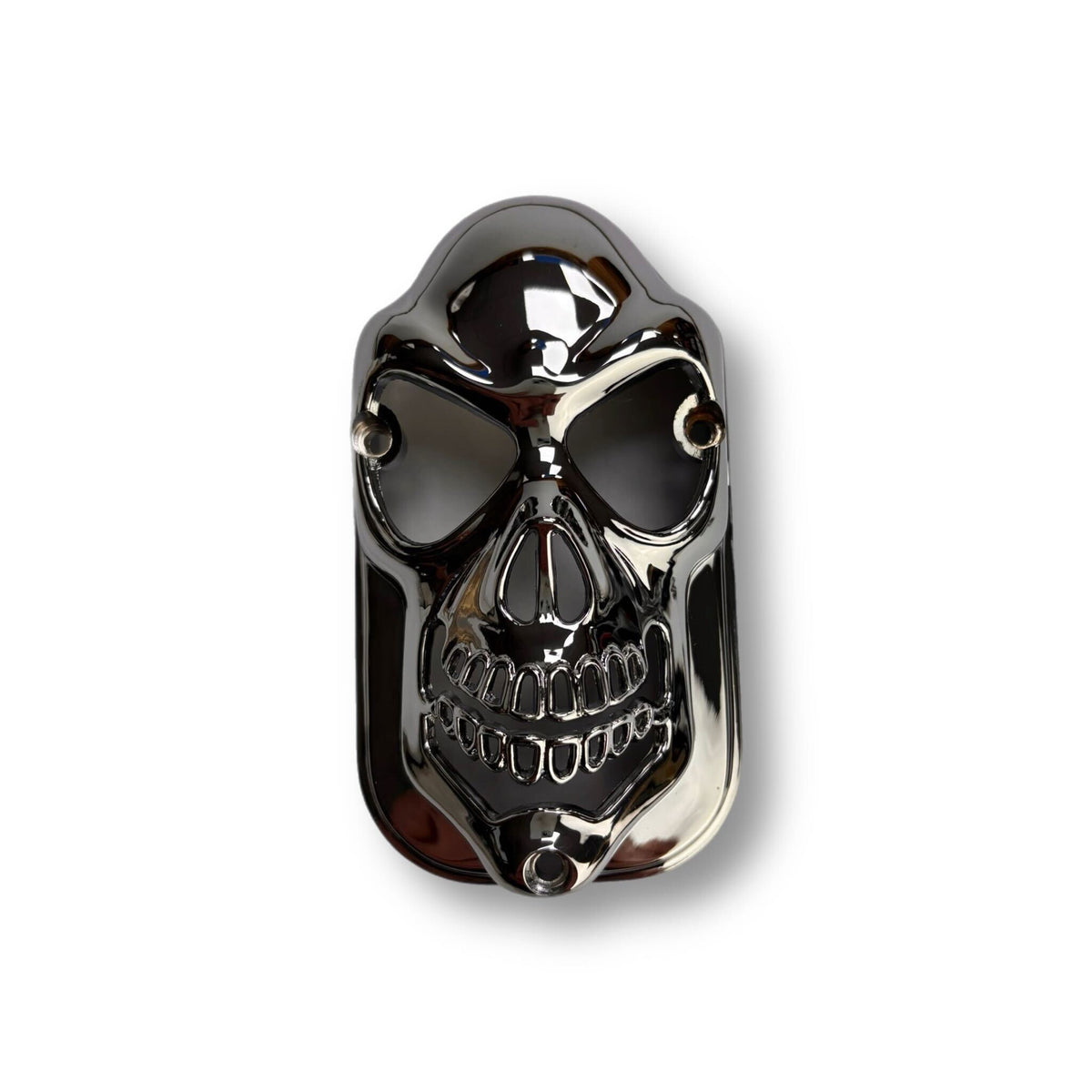 Chrome Metal Tombstone Light Skull Cover - Fits over Tombstone Lens
