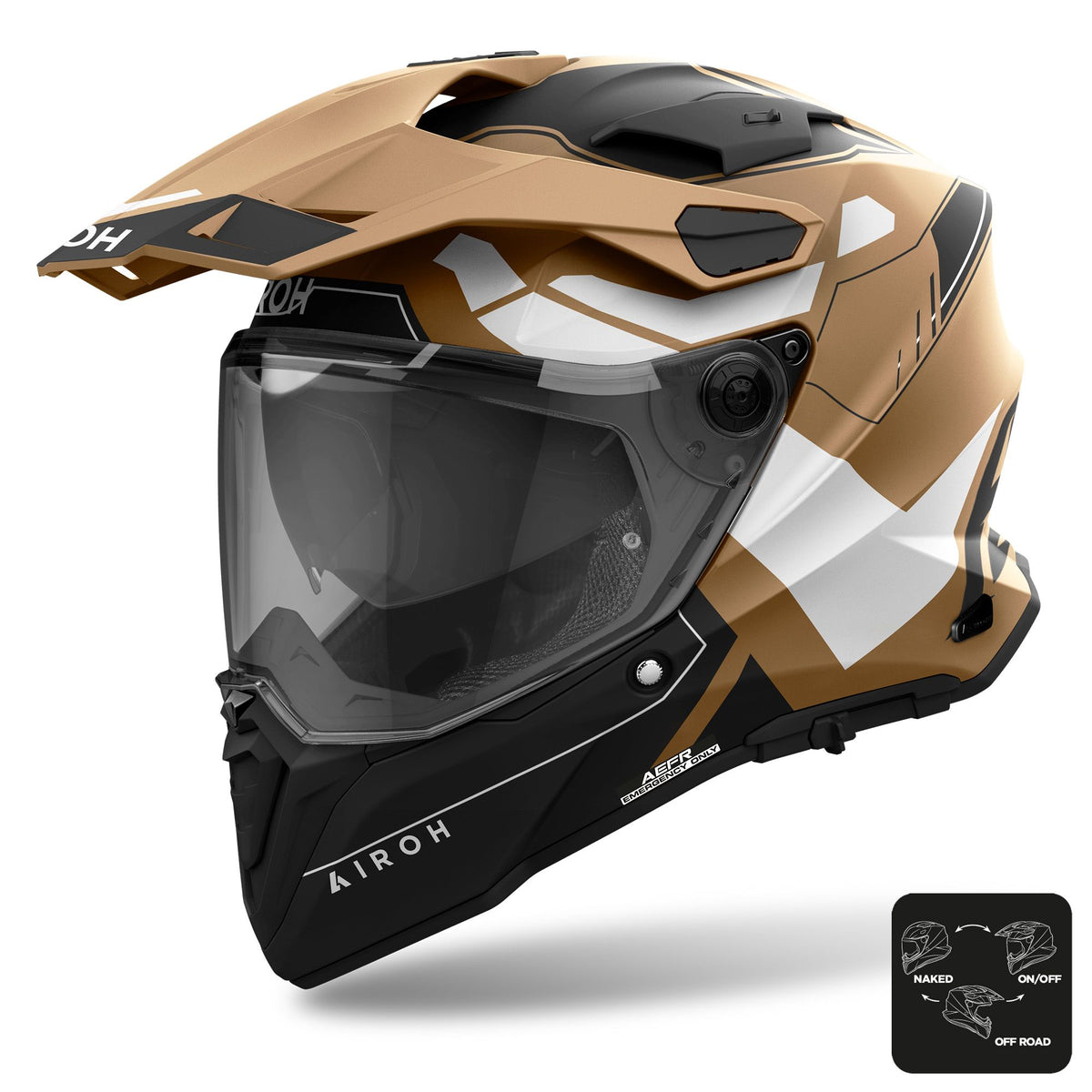 Airoh Commander 2 Adventure Motorcycle Helmet Reveal Gold Sand Matt ECE 2206
