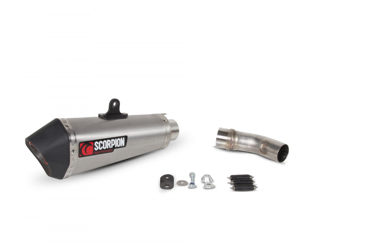 Ducati Scrambler (2015–2022) Scorpion Exhaust Serket Slip-On – Brushed Stainless