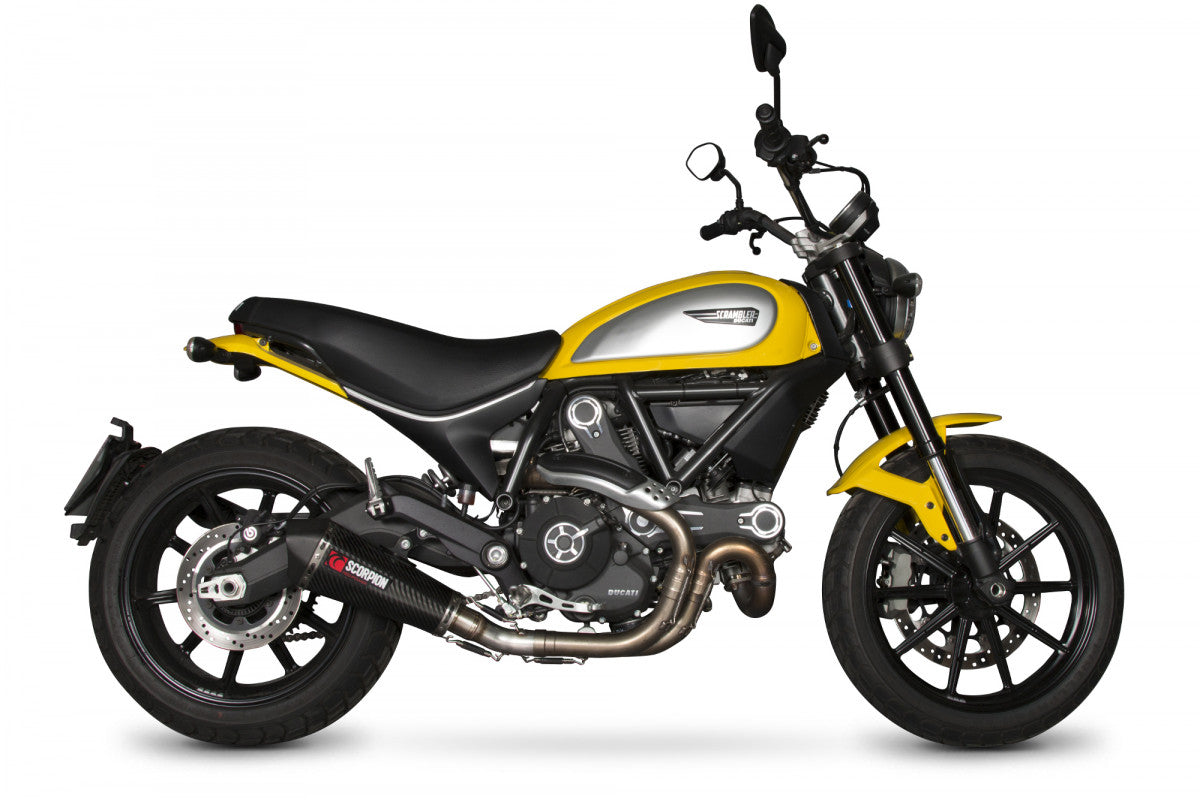 Ducati Scrambler (2015–2022) Scorpion Exhaust Serket Slip-On – Carbon Fibre