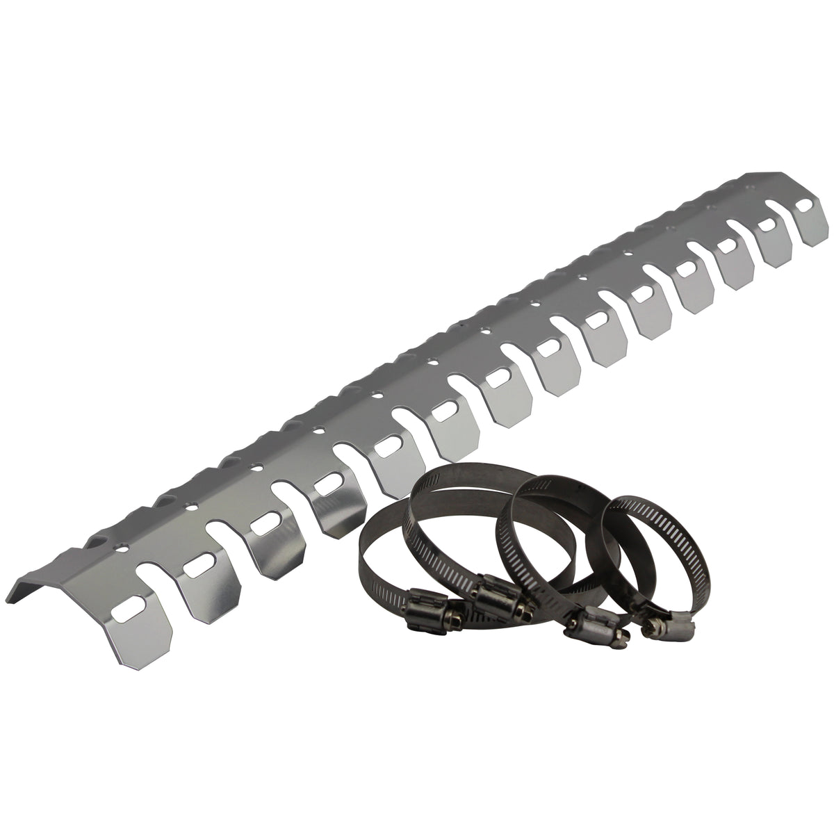 Bike It Motorcycle Exhaust Protector Heat Shield Silver 61cm with Clamps