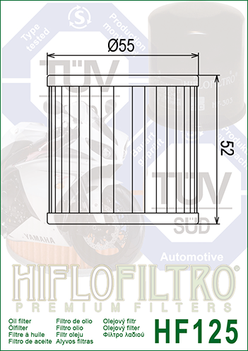 Hiflo Premium Motorcycle Oil Filter HF125 Replaces Kawasaki 16097-1002