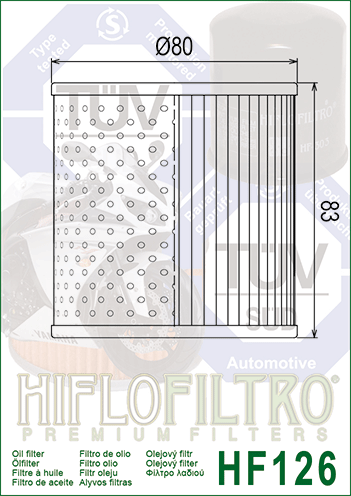 Hiflo Premium Motorcycle Oil Filter HF126 Replaces Kawasaki 16099-002