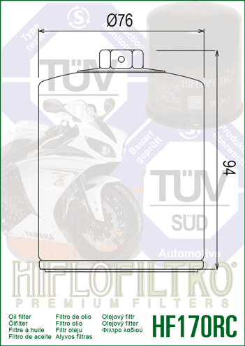 Hiflo Racing Motorcycle Oil Filter HF170CRC Replaces Harley 63796-77 - Chrome