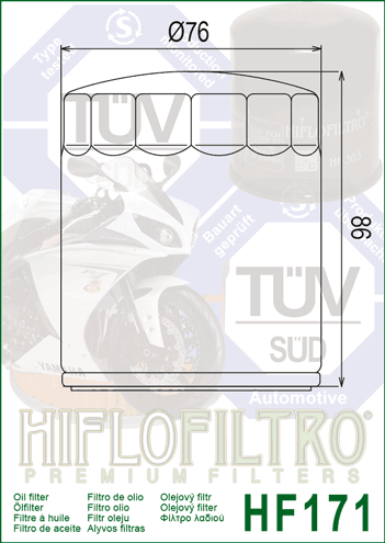 Hiflo Premium Motorcycle Oil Filter HF171C Replaces Harley 62700296 - Chrome