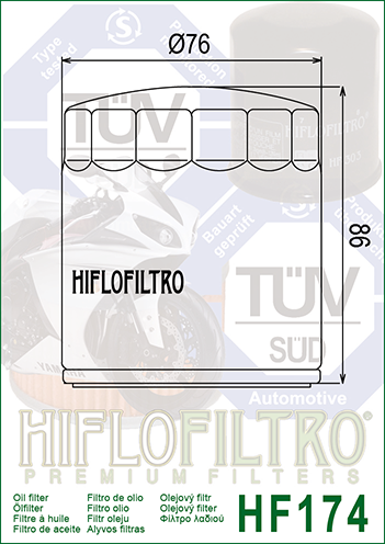 Hiflo Premium Motorcycle Oil Filter HF174C Replaces Harley 63793-01K - Chrome
