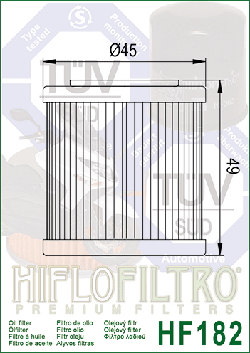 Hiflo Premium Motorcycle Oil Filter HF182 Replaces Piaggio 880887