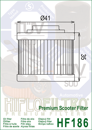 Hiflo Premium Motorcycle Oil Filter HF186 Replaces Aprilia AP3HAA000309