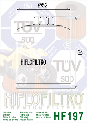 Hiflo Premium Motorcycle Oil Filter HF197 Replaces Hyosung 16510-HP7-600-HAS
