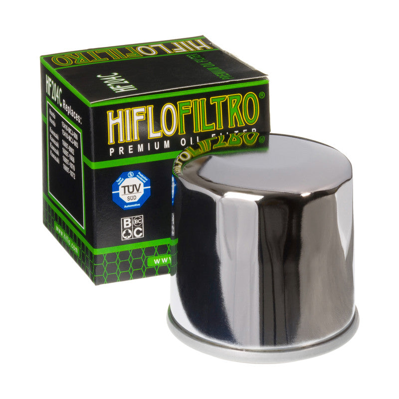 Hiflo Premium Motorcycle Oil Filter HF204C Replaces Arctic Cat 3201-044 - Chrome