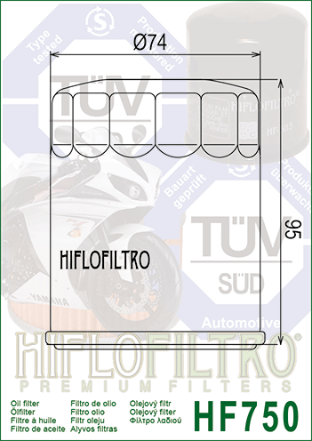 Hiflo Premuim Motorcycle Oil Filter HF750 Replaces Yamaha N26-13440-00-00