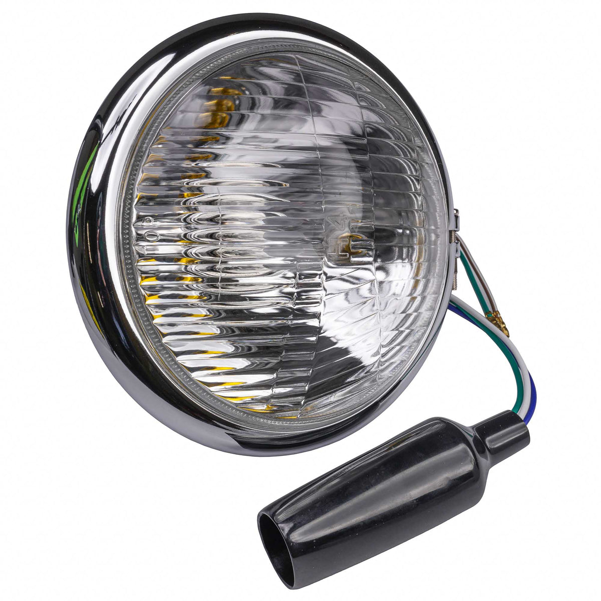 Bike It 5¾" Bates-Style Chrome Headlight Bottom Mount Left Dip E-Marked