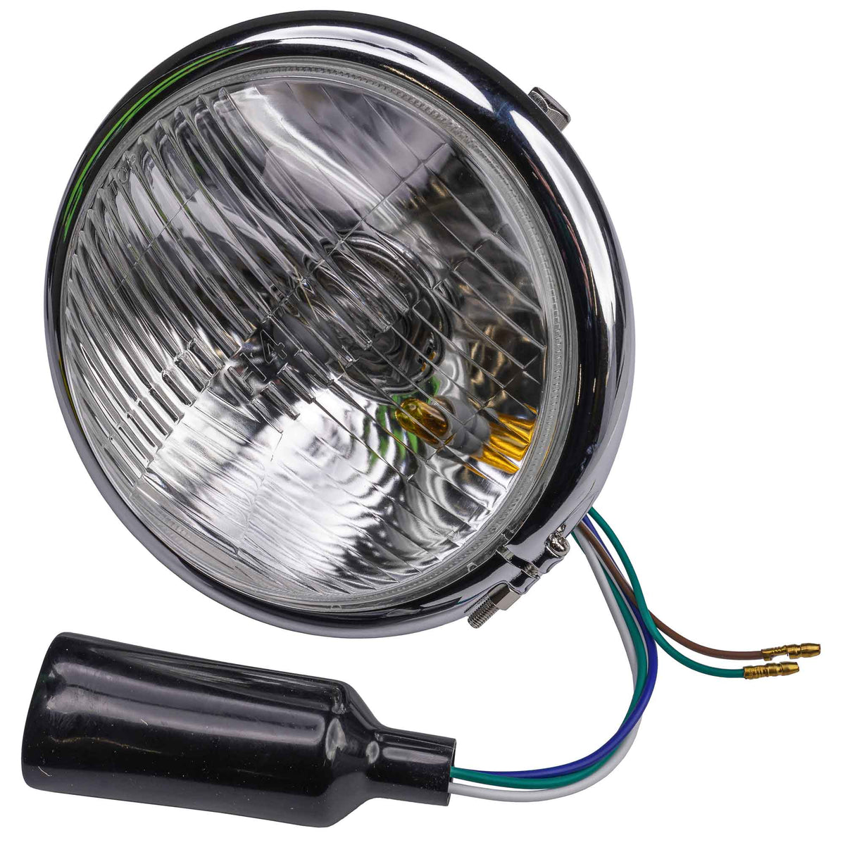 Bike It 5¾" Bates-Style Chrome Headlight Side Mount Left Dip Universal