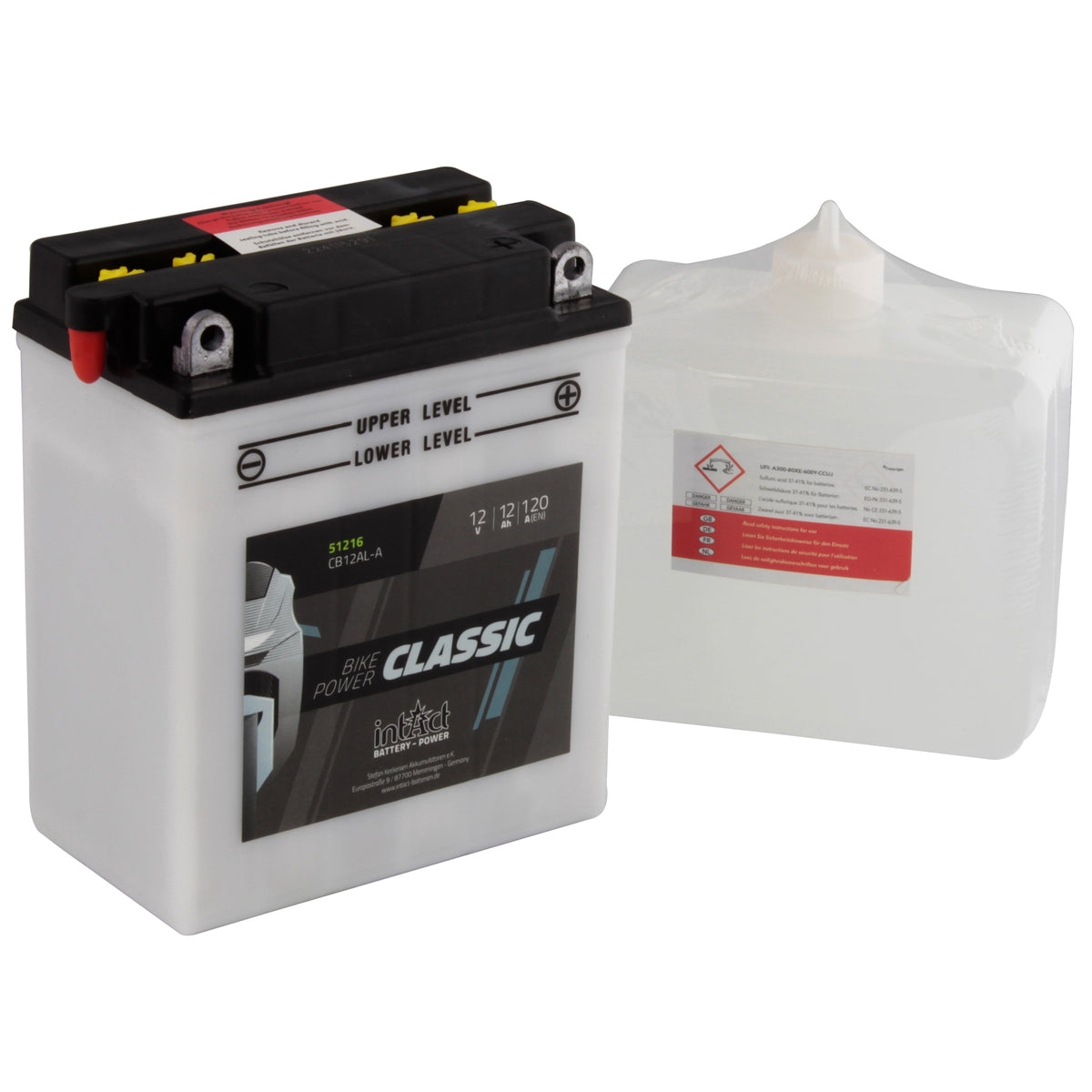 intAct CB12AL-A Classic Motorcycle Bike-Power Battery With Acid Pack