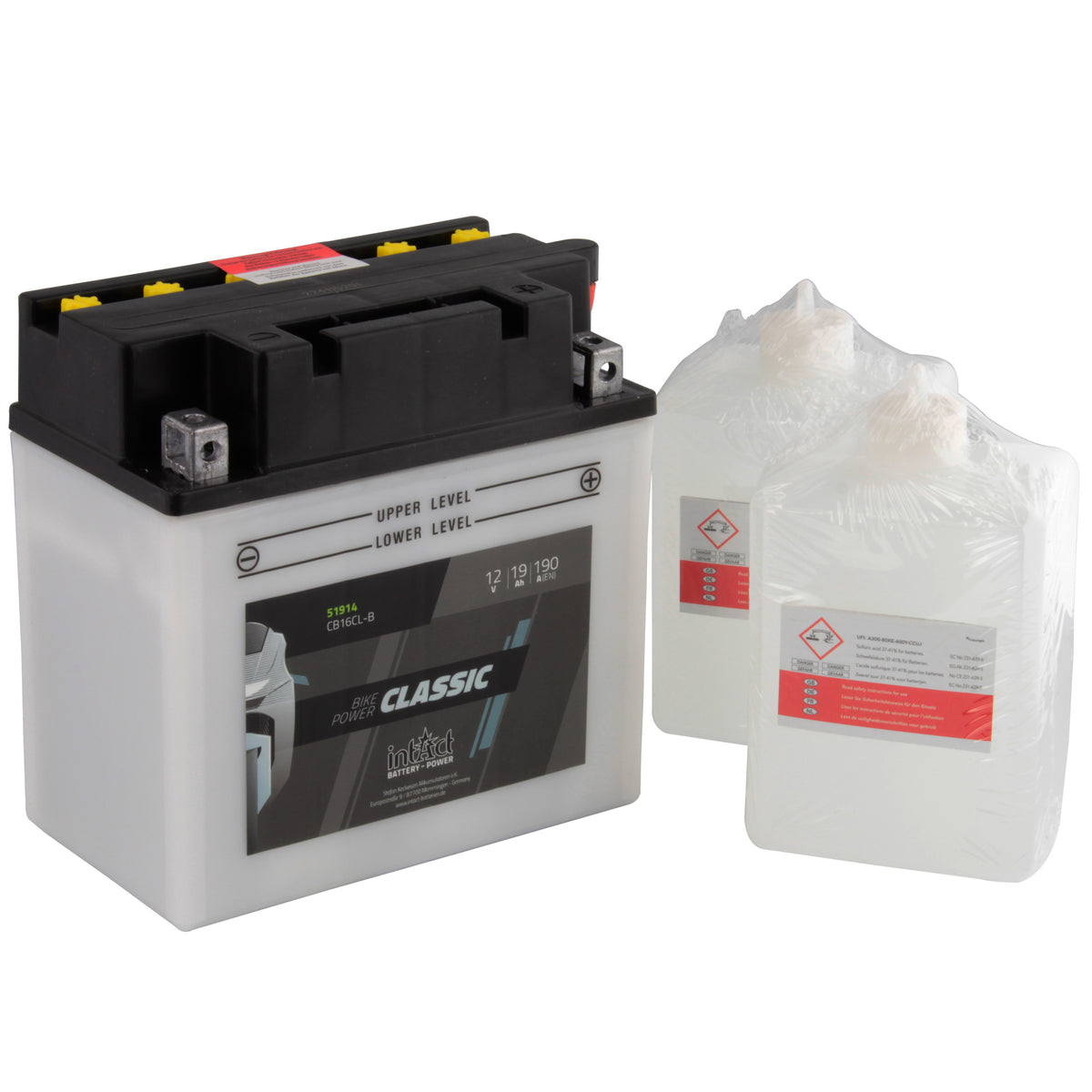 intAct CB16CL-B Classic Motorcycle Bike-Power Battery With Acid Pack