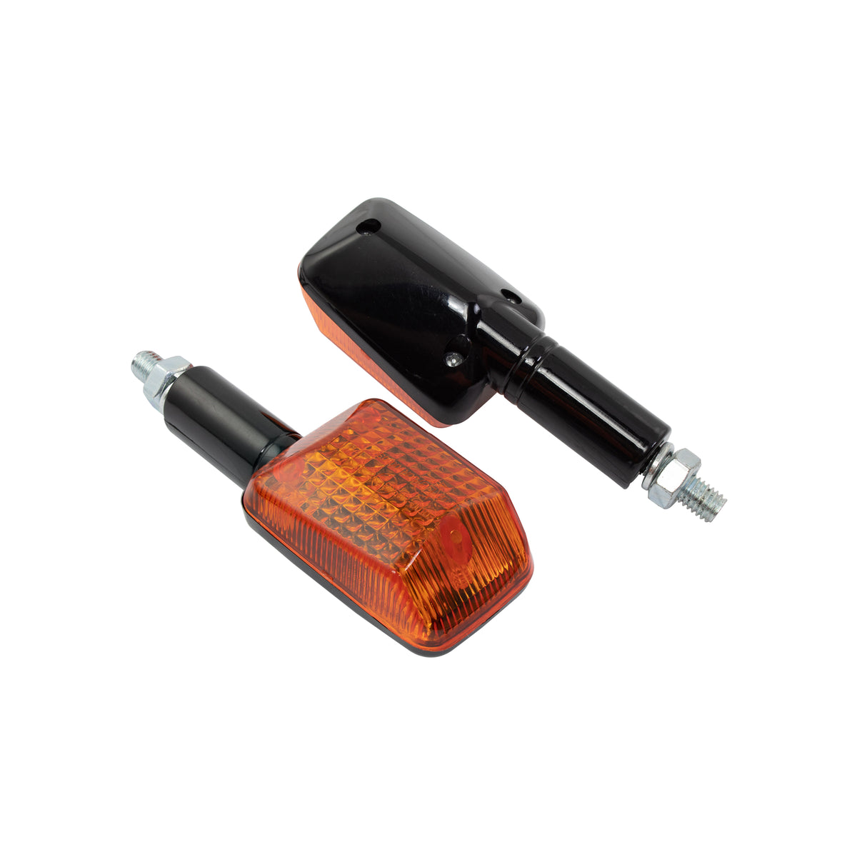 Bike It Long Stem Mini Motorcycle Indicators Black Amber Lens