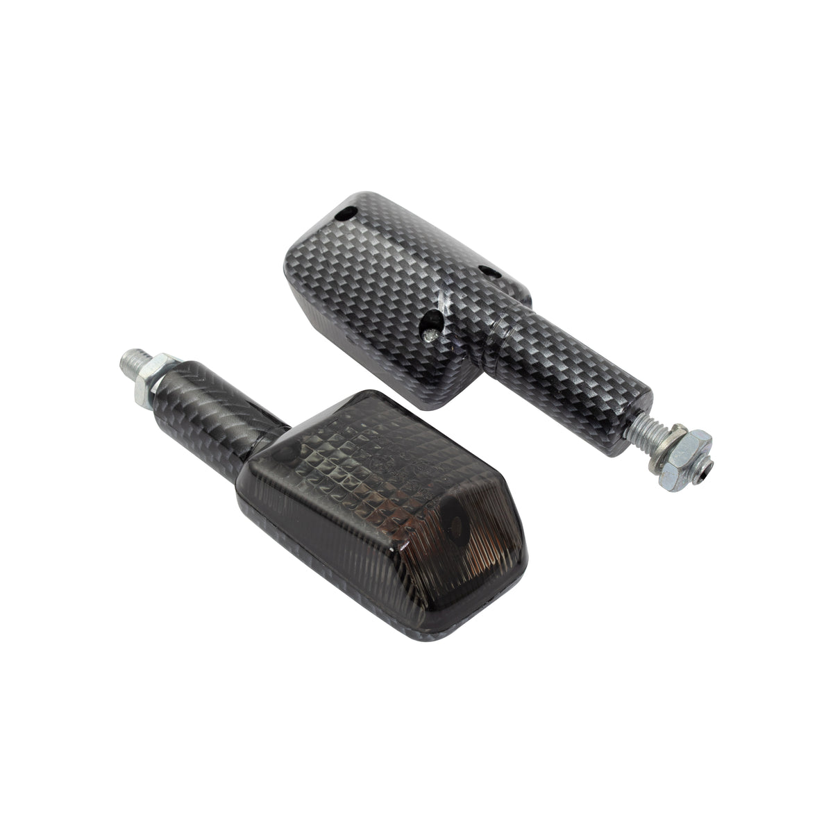 Bike It Long Stem Mini Motorcycle Indicators Carbon Smoked Lens