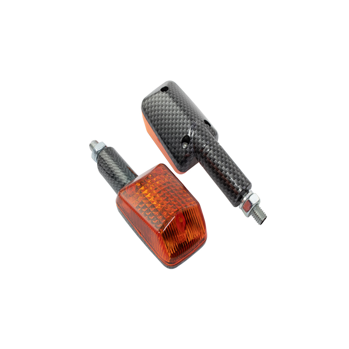 Bike It Long Stem Mini Motorcycle Indicators Carbon Amber Lens