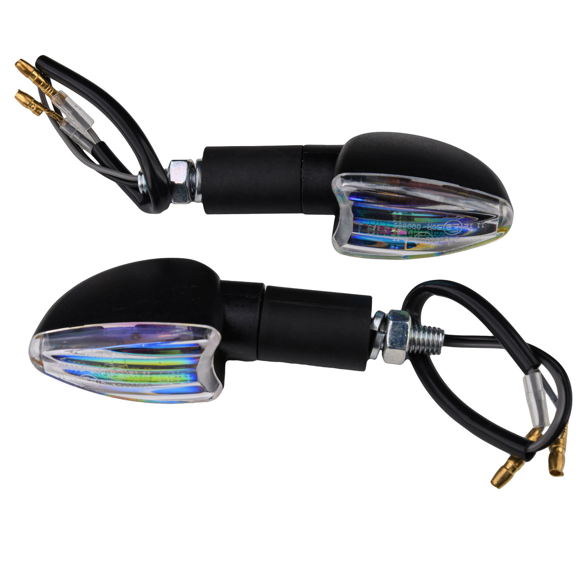 Bike It Long Stem Mini Spear Motorcycle Indicators Black Iridium Lens MX