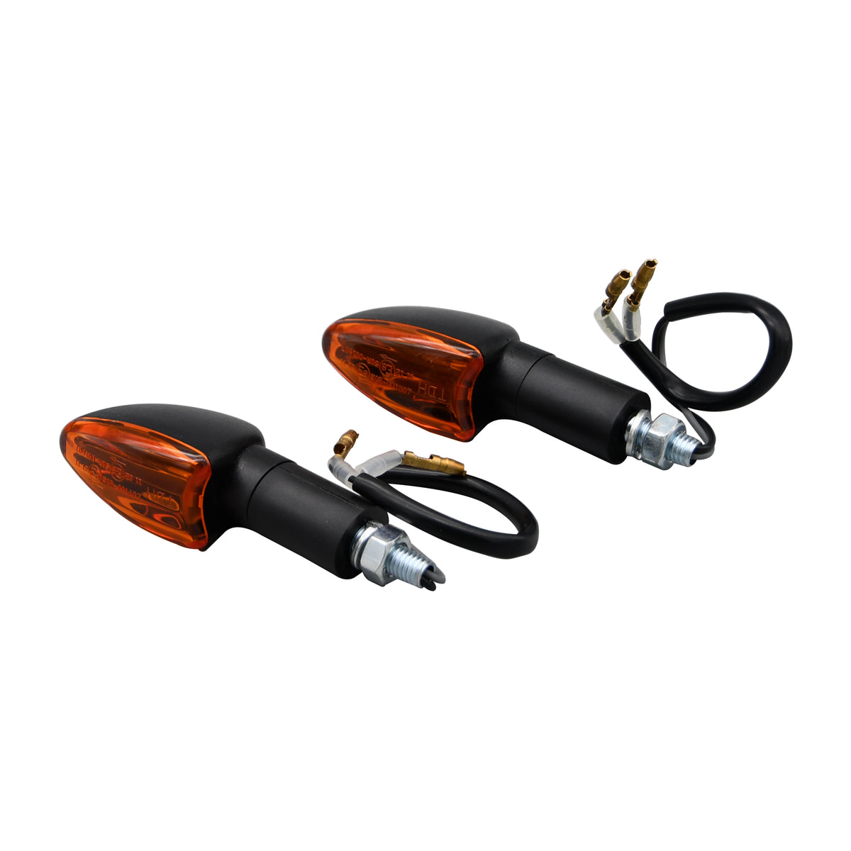 Bike It Long Stem Mini Spear Motorcycle Indicators Black Amber Lens MX