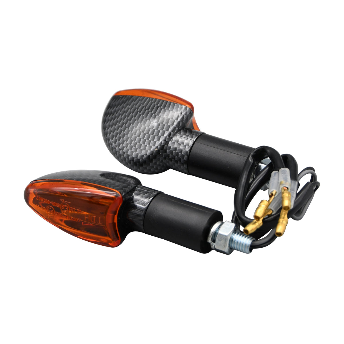 Bike It Long Stem Mini Spear Motorcycle Indicators Carbon Look Amber Lens MX
