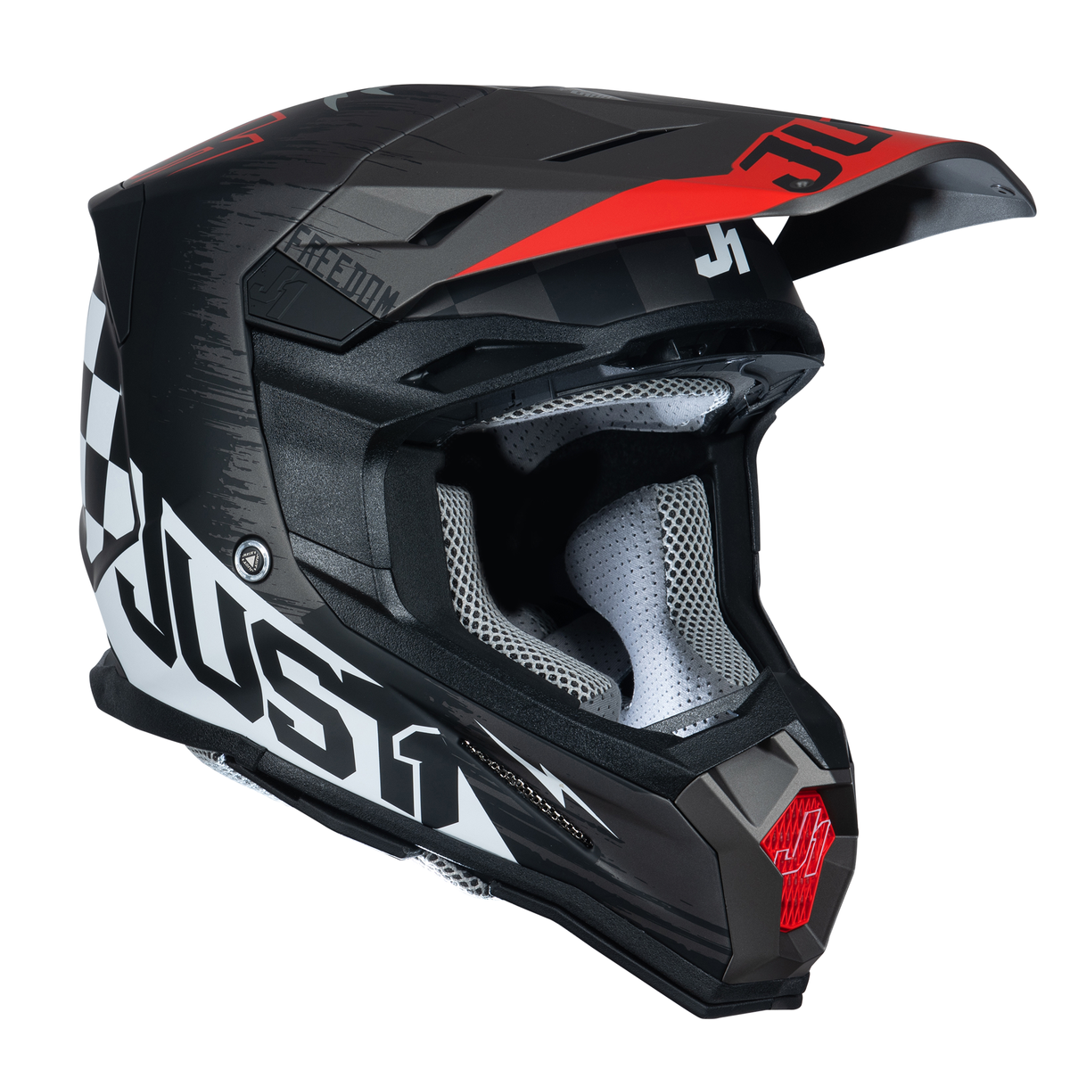 Just1 J22 Motocross Helmet Flagman Red Titanium Black